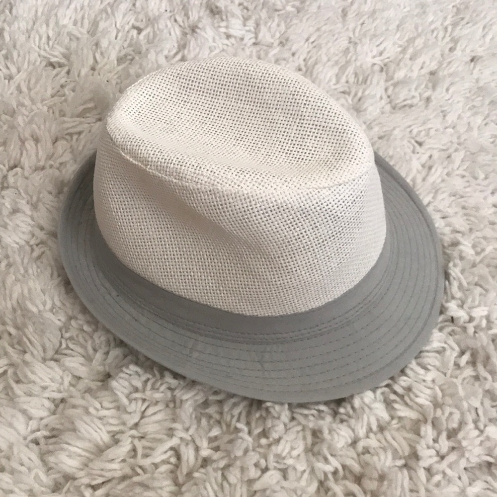 White and grey hat